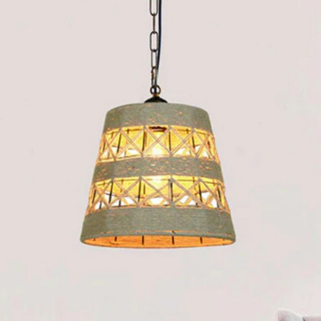 Drum Shape Hemp Rope Pendant Light