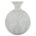 Clear Fern Print Glass Vase, 26cm