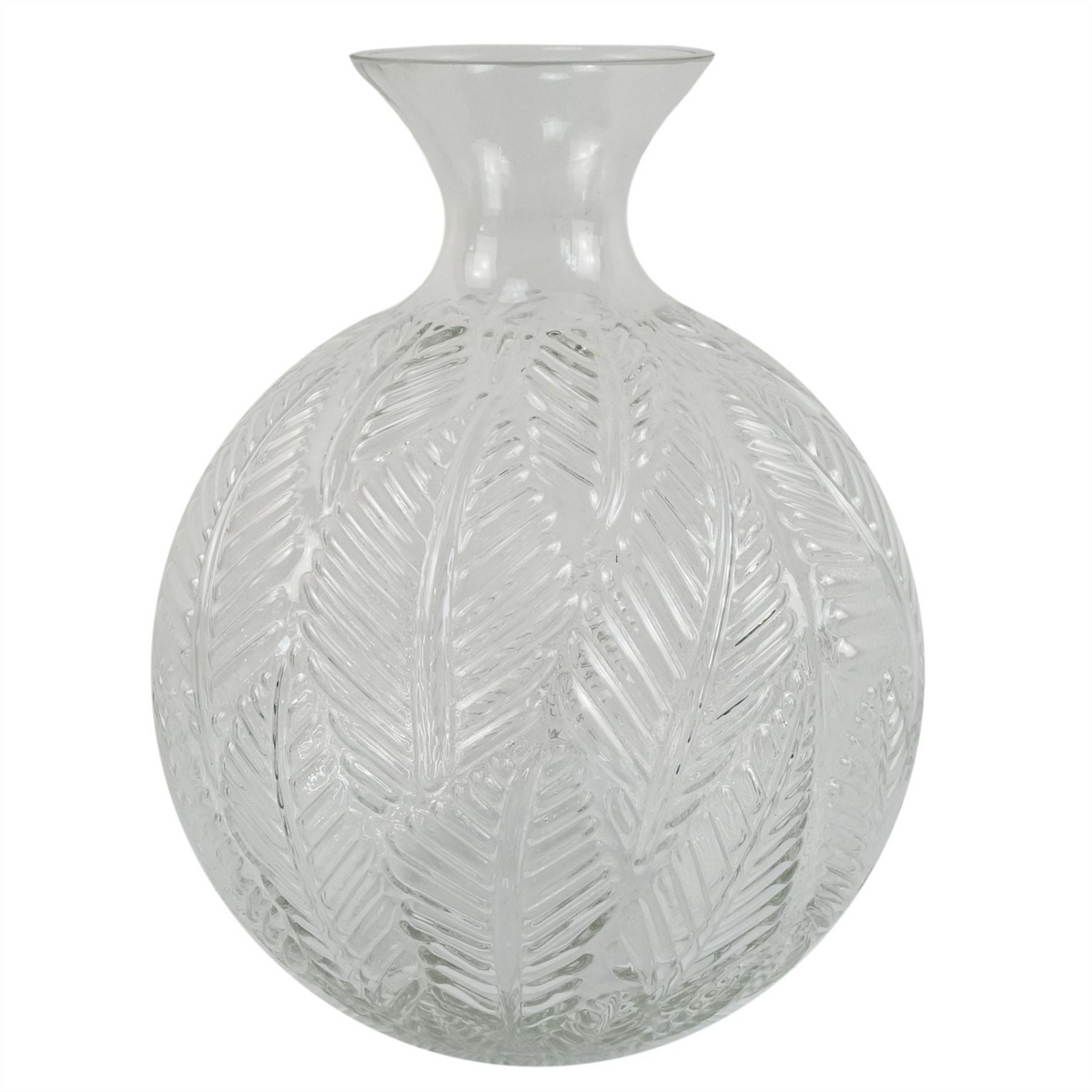 Clear Fern Print Glass Vase, 26cm
