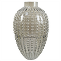 Smoke Grey Bubble Glass Vase, 35cm