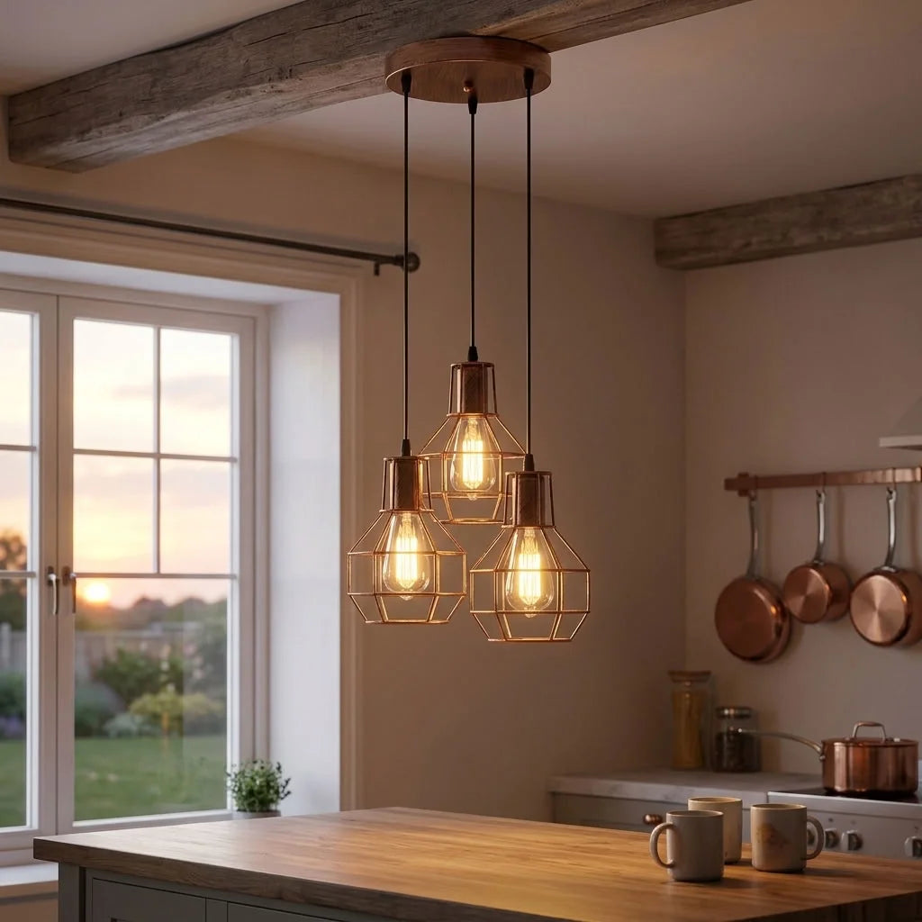 3-Light Brushed Cage Pendant Light