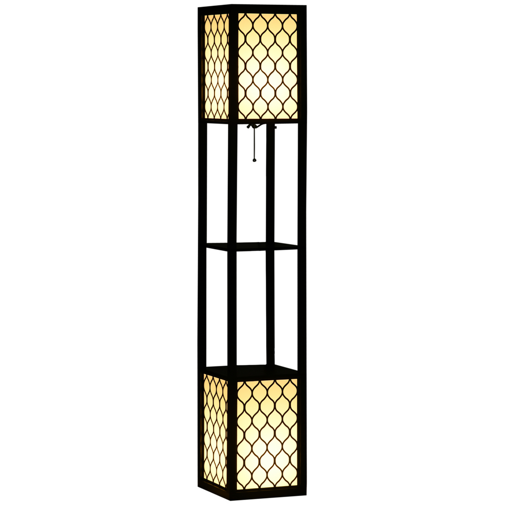 Floor Lamp with Shelves, Black
