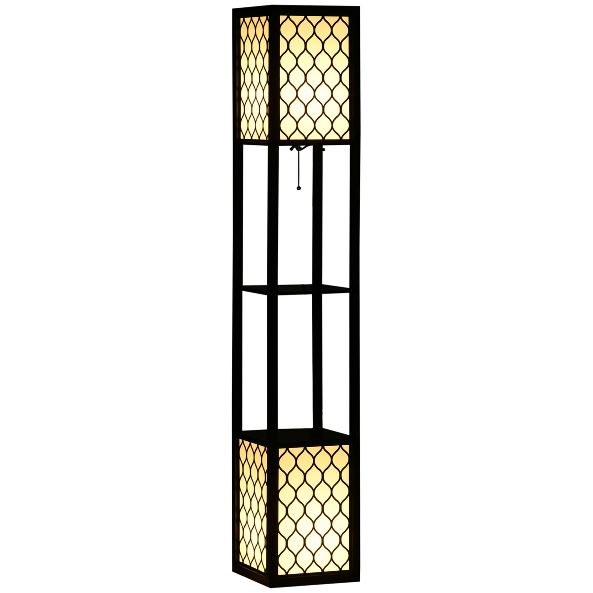 Floor Lamp with Shelves, Black