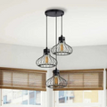 3-Light Black Cage Pendant Light