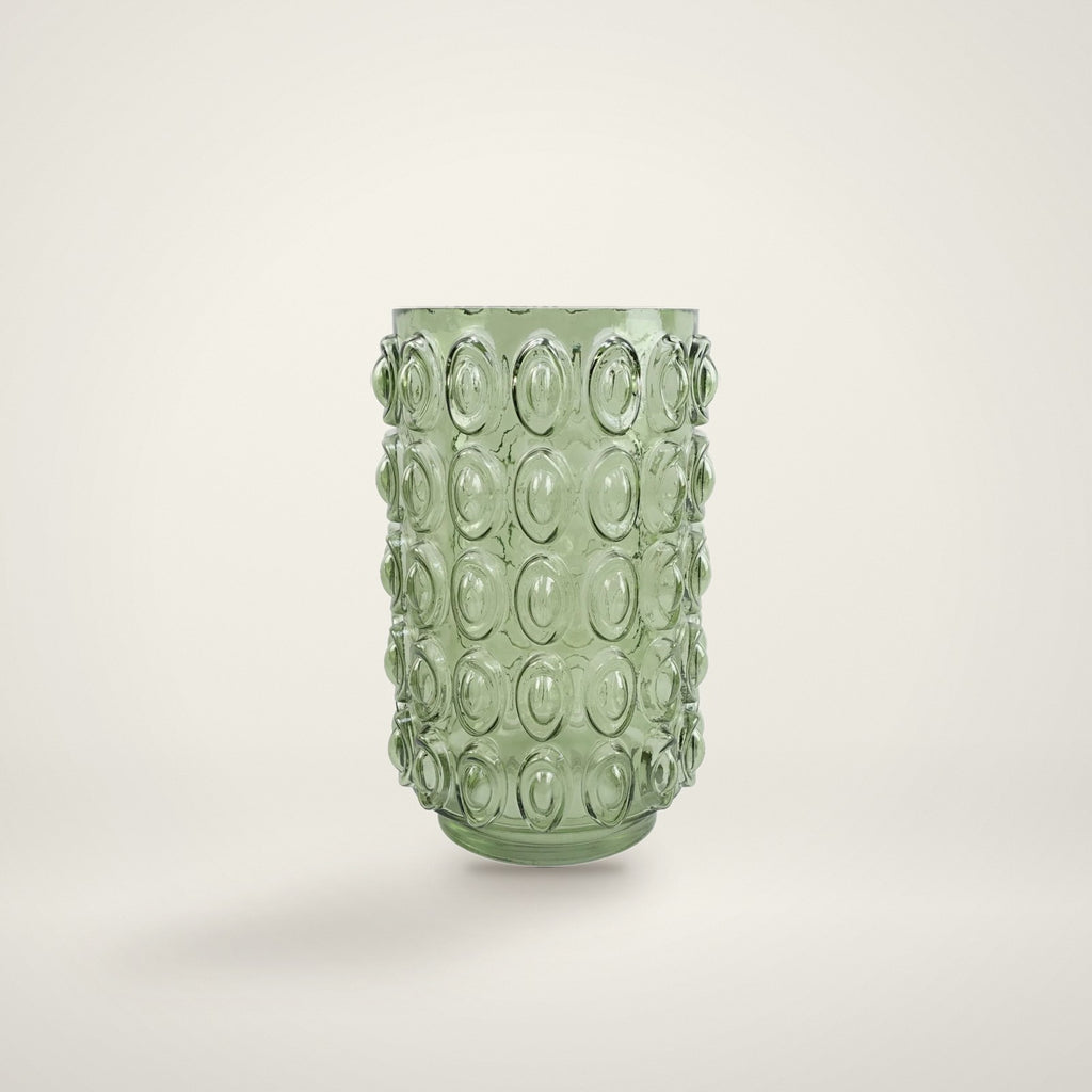 Green retro bubble glass vase, 30cm