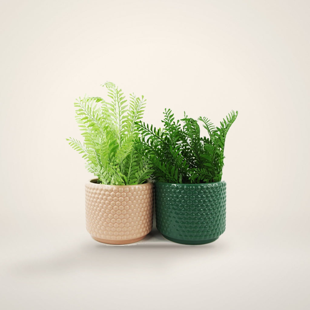 Pink dot ceramic plant pot
